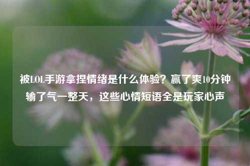 被LOL手游拿捏情绪是什么体验？赢了爽10分钟输了气一整天，这些心情短语全是玩家心声