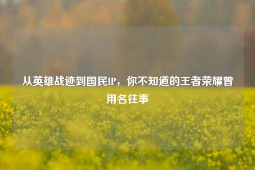 从英雄战迹到国民IP，你不知道的王者荣耀曾用名往事