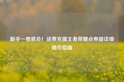 新手一看就会!话费充值王者荣耀点券超详细操作指南
