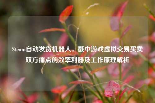 Steam自动发货机器人,戳中游戏虚拟交易买卖双方痛点的效率利器及工作原理解析