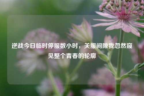 逆战今日临时停服数小时，关服间隙我忽然窥见整个青春的轮廓