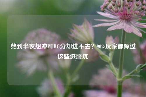熬到半夜想冲PUBG分却进不去？90%玩家都踩过这些进服坑