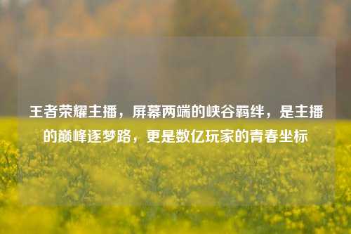 王者荣耀主播,屏幕两端的峡谷羁绊,是主播的巅峰逐梦路,更是数亿玩家的青春坐标
