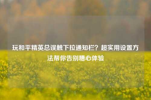玩和平精英总误触下拉通知栏？超实用设置方法帮你告别糟心体验
