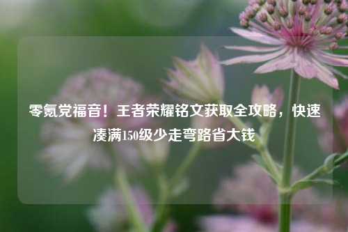 零氪党福音!王者荣耀铭文获取全攻略,快速凑满150级少走弯路省大钱
