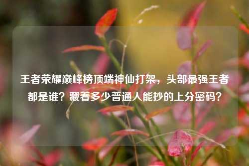 王者荣耀巅峰榜顶端神仙打架，头部最强王者都是谁？藏着多少普通人能抄的上分密码？