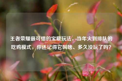 王者荣耀最可惜的宝藏玩法，当年火到排队的吃鸡模式，你还记得它叫啥、多久没玩了吗？