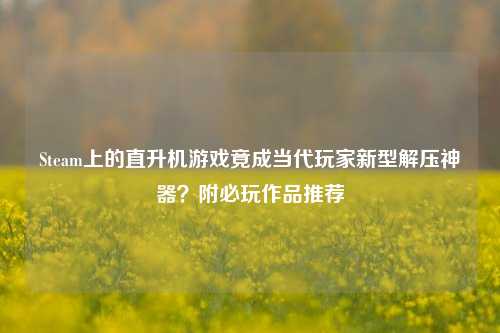 Steam上的直升机游戏竟成当代玩家新型解压神器？附必玩作品推荐