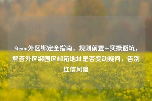 Steam外区绑定全指南,规则前置+实操避坑,解答外区绑国区邮箱地址是否变动疑问,告别红信风险