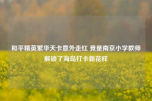 和平精英繁华天卡意外走红 竟是南京小学教师解锁了海岛打卡新花样