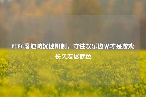 PUBG落地防沉迷机制，守住娱乐边界才是游戏长久发展底色