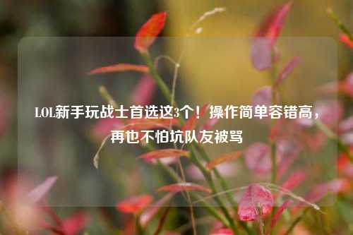 LOL新手玩战士首选这3个！操作简单容错高，再也不怕坑队友被骂