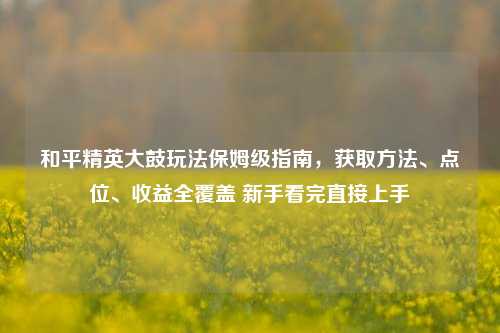 和平精英大鼓玩法保姆级指南，获取方法、点位、收益全覆盖 新手看完直接上手