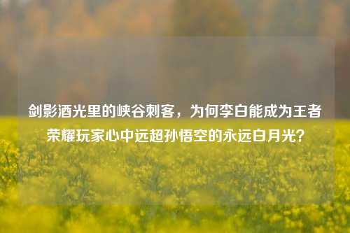 剑影酒光里的峡谷刺客，为何李白能成为王者荣耀玩家心中远超孙悟空的永远白月光？