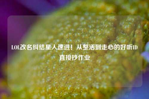 LOL改名纠结星人速进！从整活到走心的好听ID直接抄作业