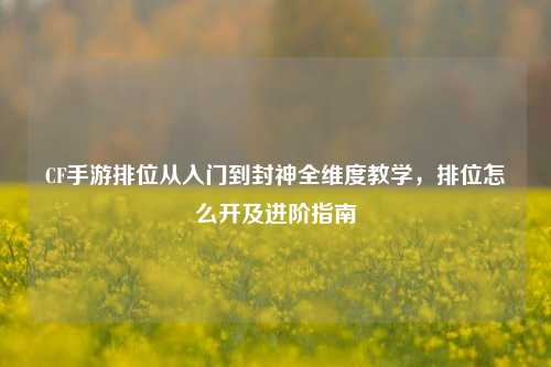 CF手游排位从入门到封神全维度教学，排位怎么开及进阶指南