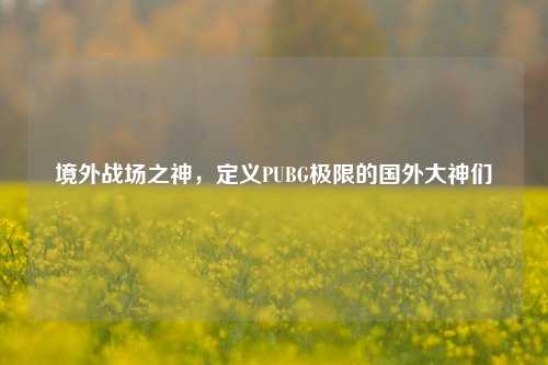 境外战场之神，定义PUBG极限的国外大神们
