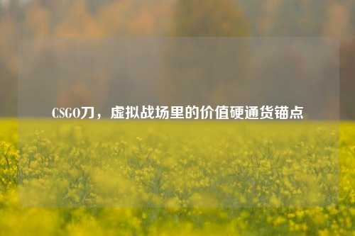 CSGO刀，虚拟战场里的价值硬通货锚点