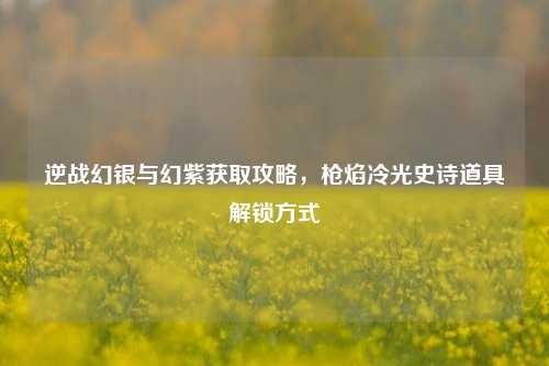 逆战幻银与幻紫获取攻略,枪焰冷光史诗道具解锁方式