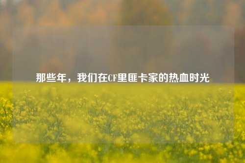 那些年,我们在CF里匪卡家的热血时光
